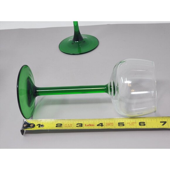 Vintage Green-Stemmed Crystal Wine Glasses Set Of‎ 2 - Picture 9 of 10